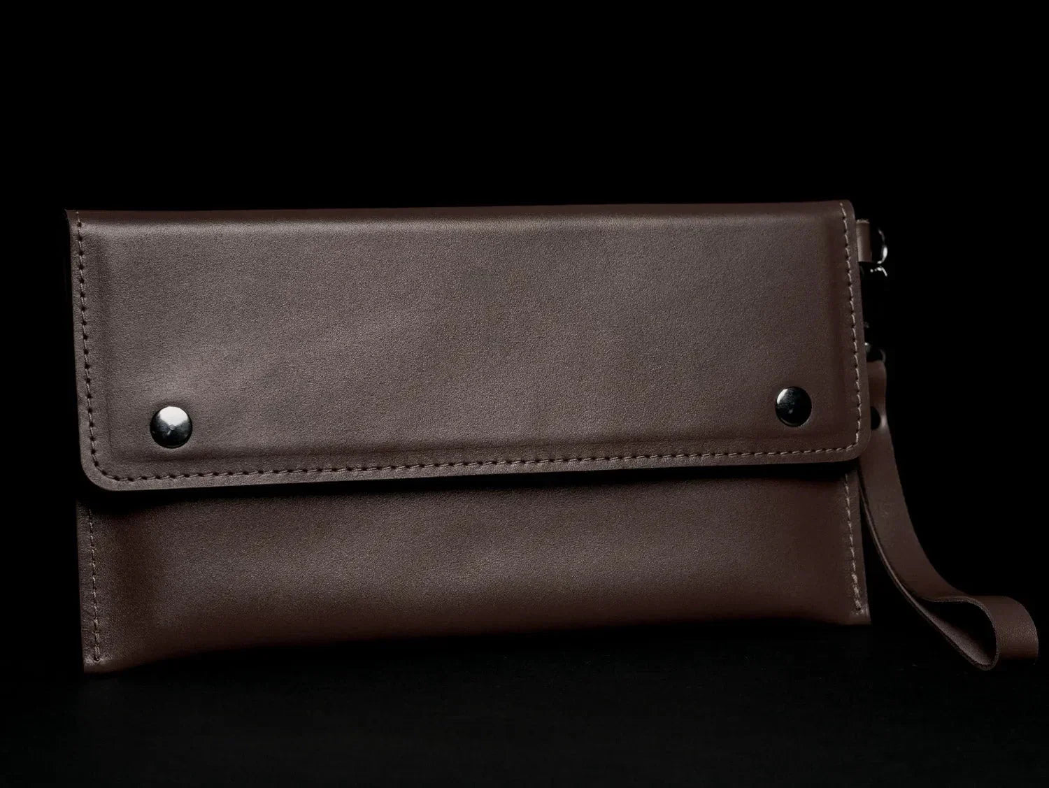 Double-Sided Leather Clutch with Handle