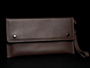 Double-Sided Leather Clutch with Handle