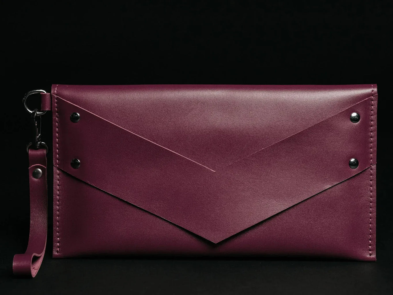 Double-Sided Leather Clutch with Handle