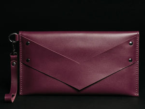 Double-Sided Leather Clutch with Handle
