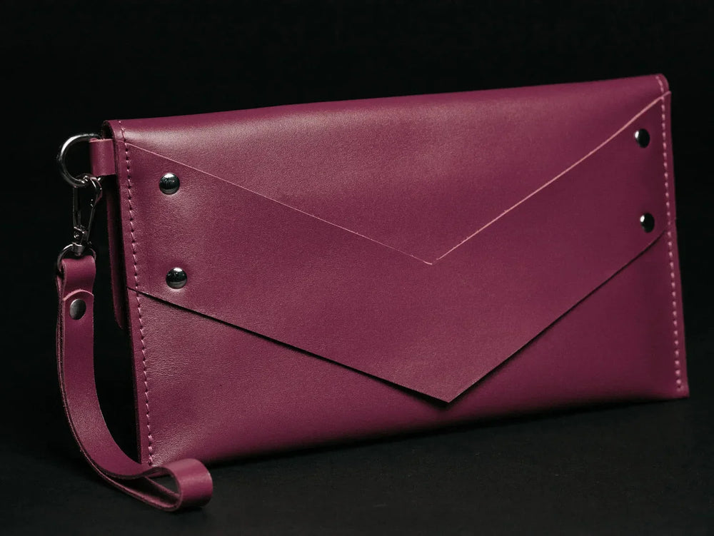 Double-Sided Leather Clutch with Handle