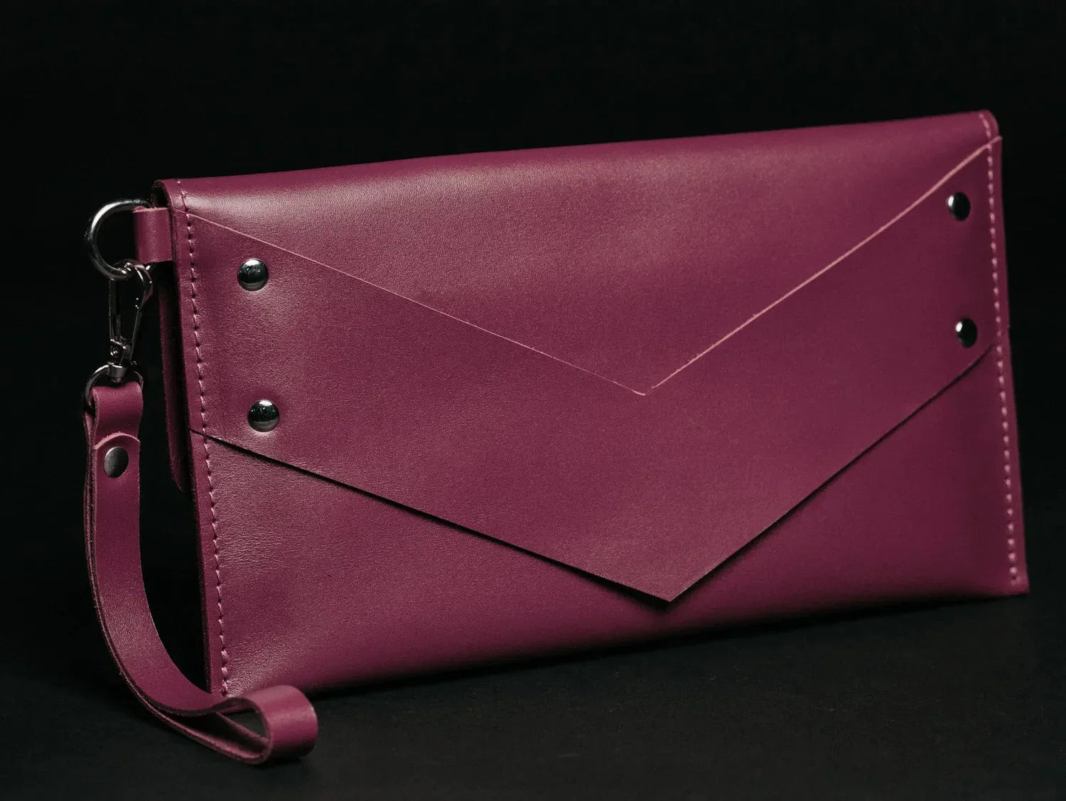 Double-Sided Leather Clutch with Handle