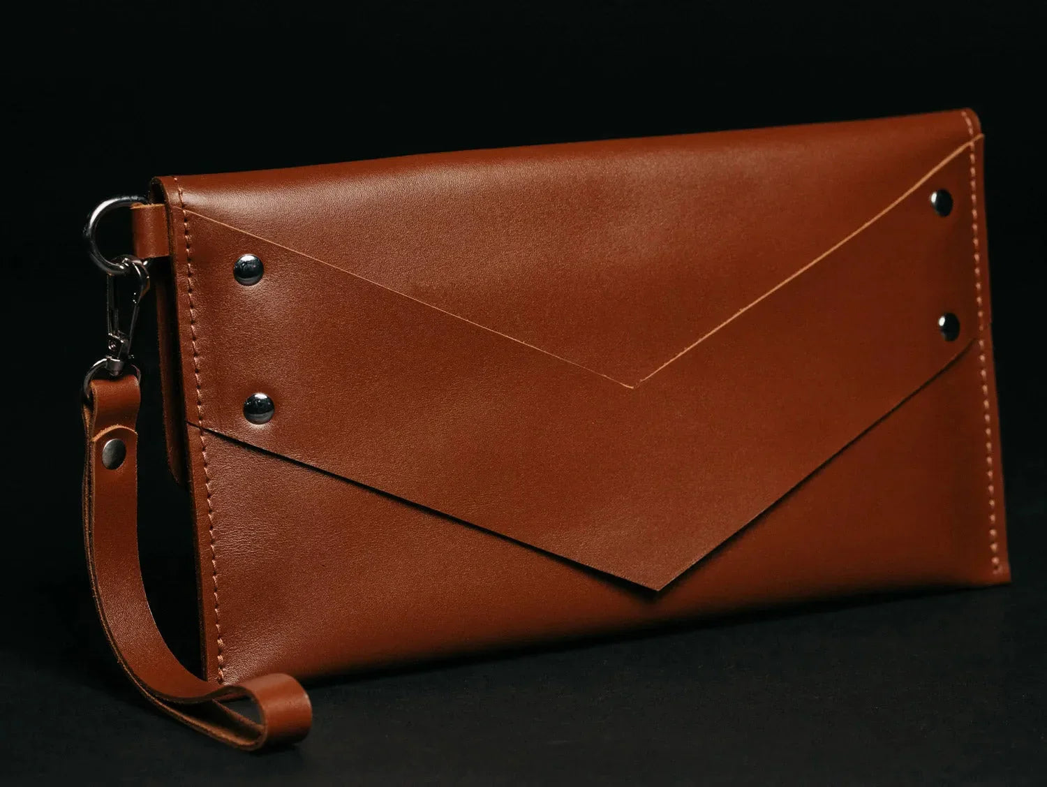 Double-Sided Leather Clutch with Handle