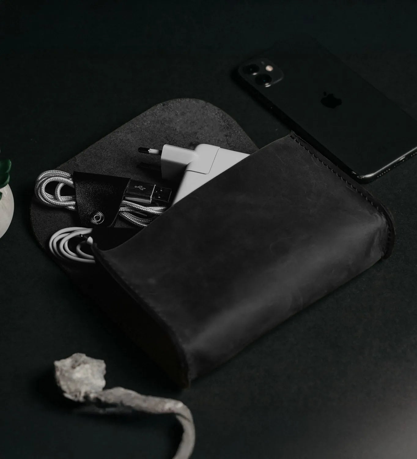 Distressed Leather Pouch for Cables & Tech | Saver