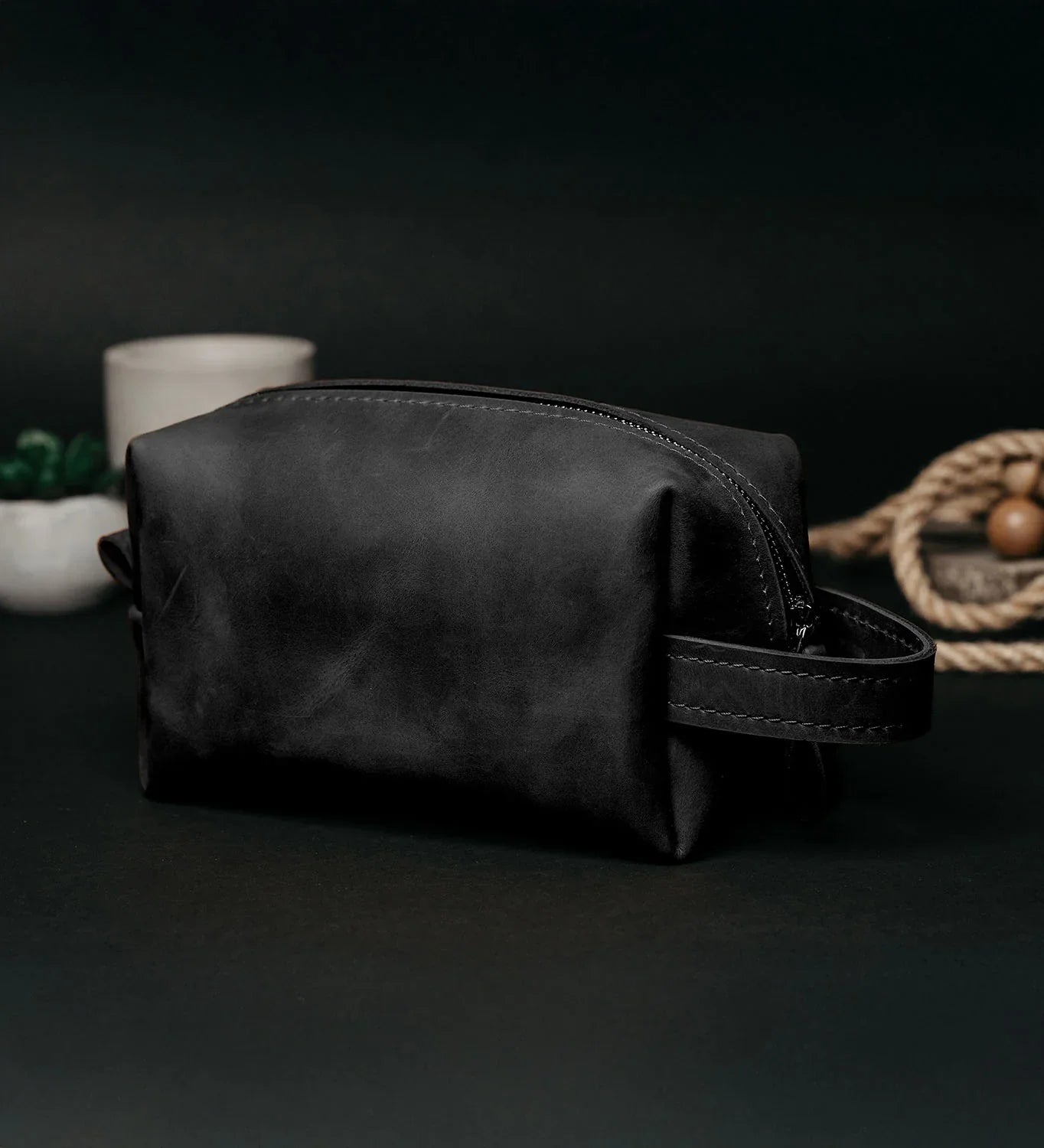 Waxed Matte Leather Dopp Kit – Travel Organizer