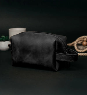 Waxed Matte Leather Dopp Kit – Travel Organizer