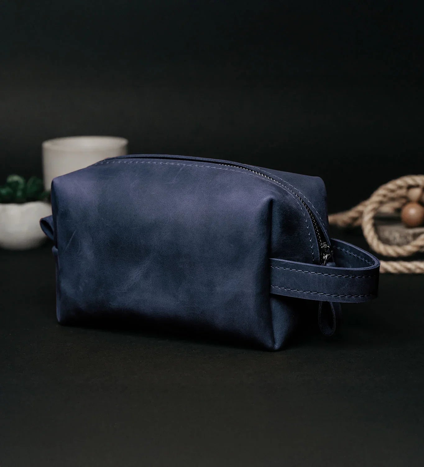 Waxed Matte Leather Dopp Kit – Travel Organizer