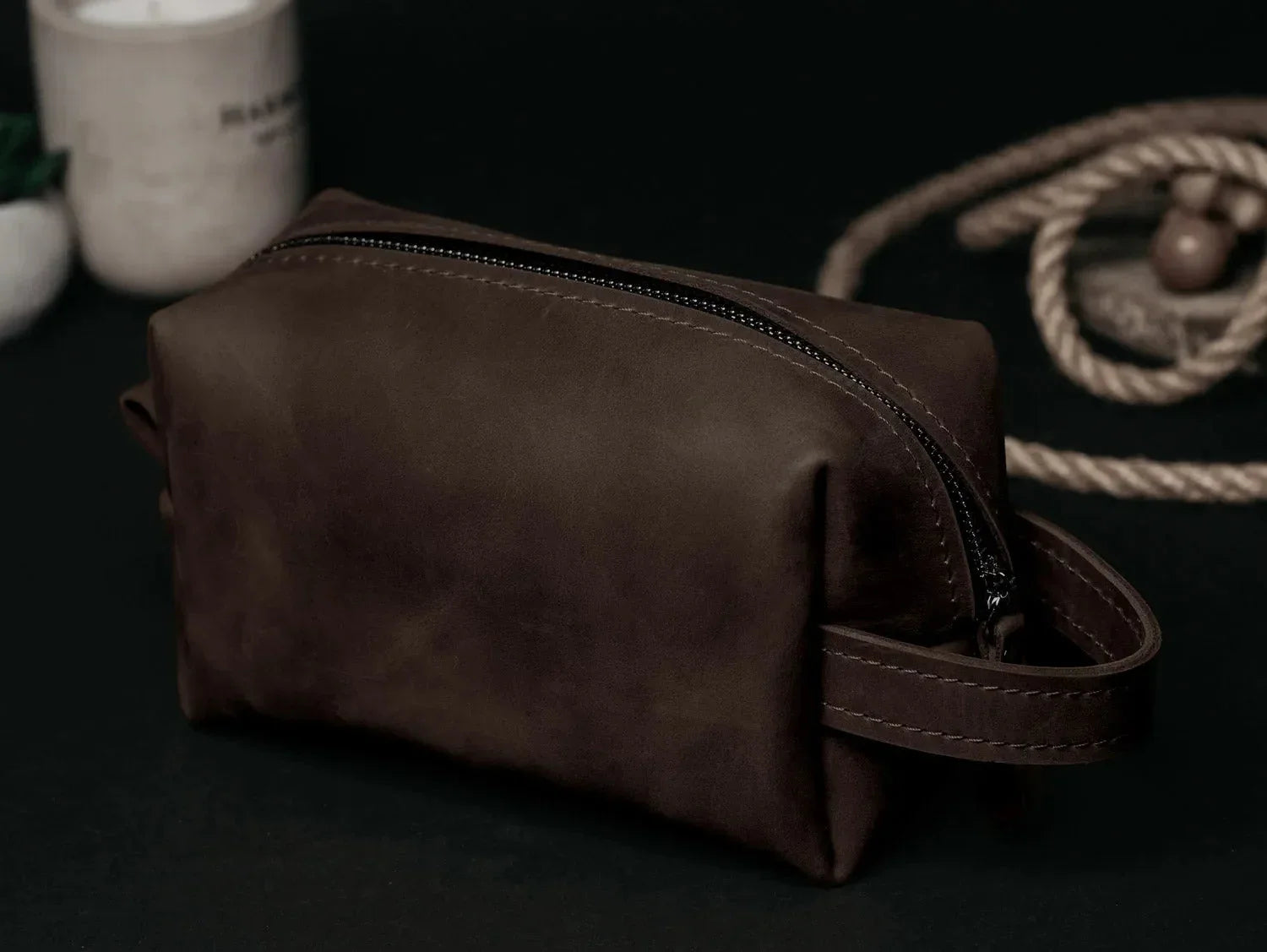 Waxed Matte Leather Dopp Kit – Travel Organizer
