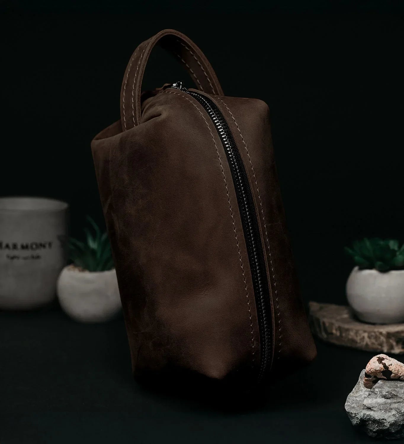 Waxed Matte Leather Dopp Kit – Travel Organizer