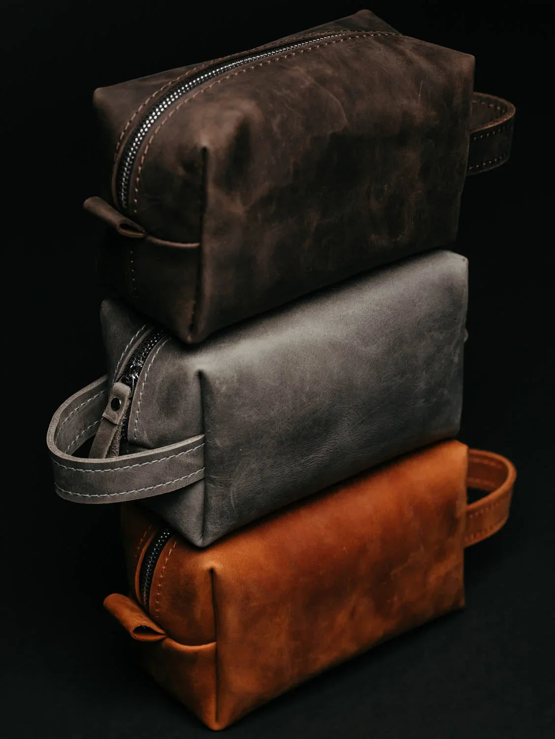 Waxed Matte Leather Dopp Kit – Travel Organizer