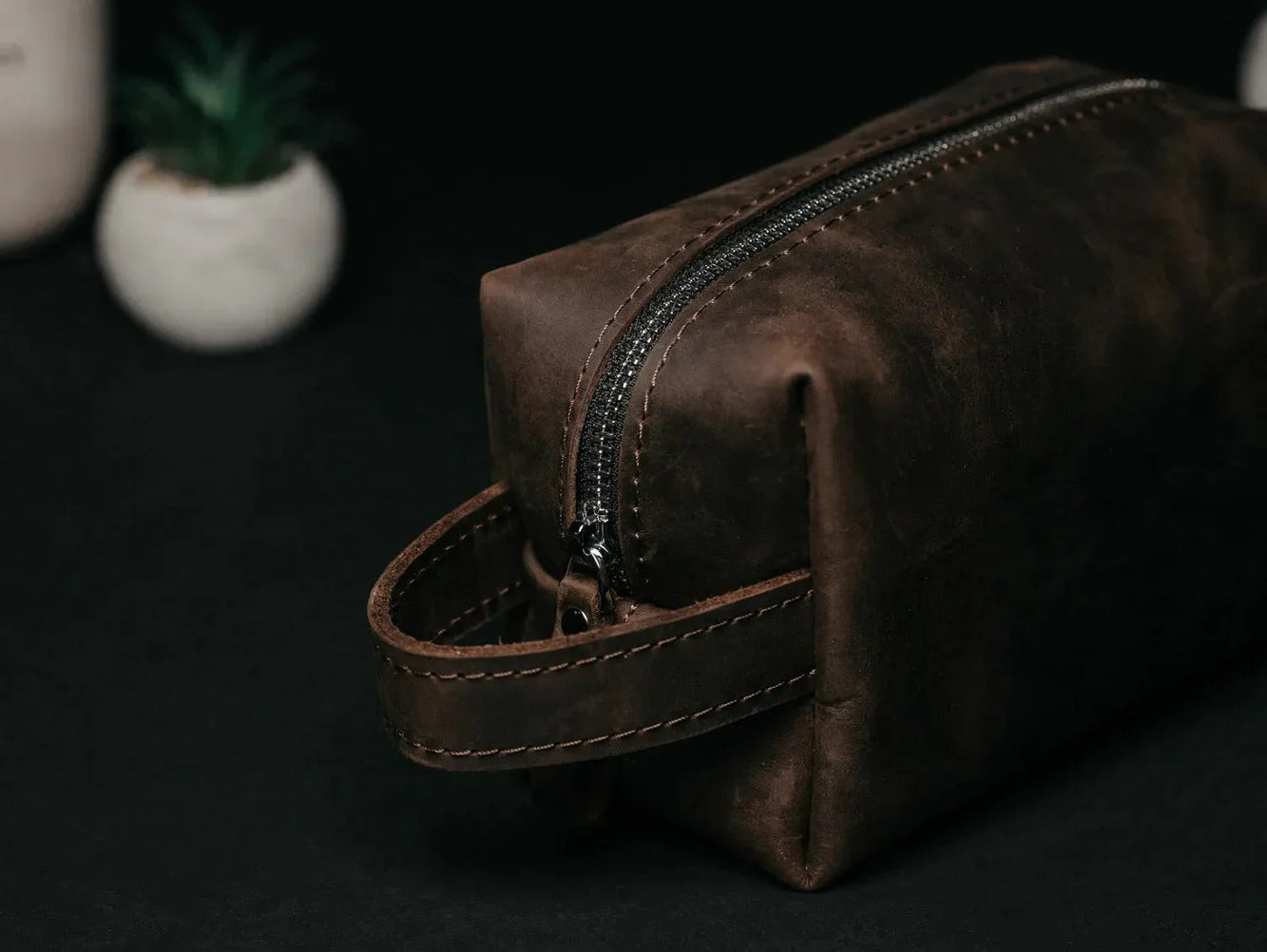Waxed Matte Leather Dopp Kit – Travel Organizer