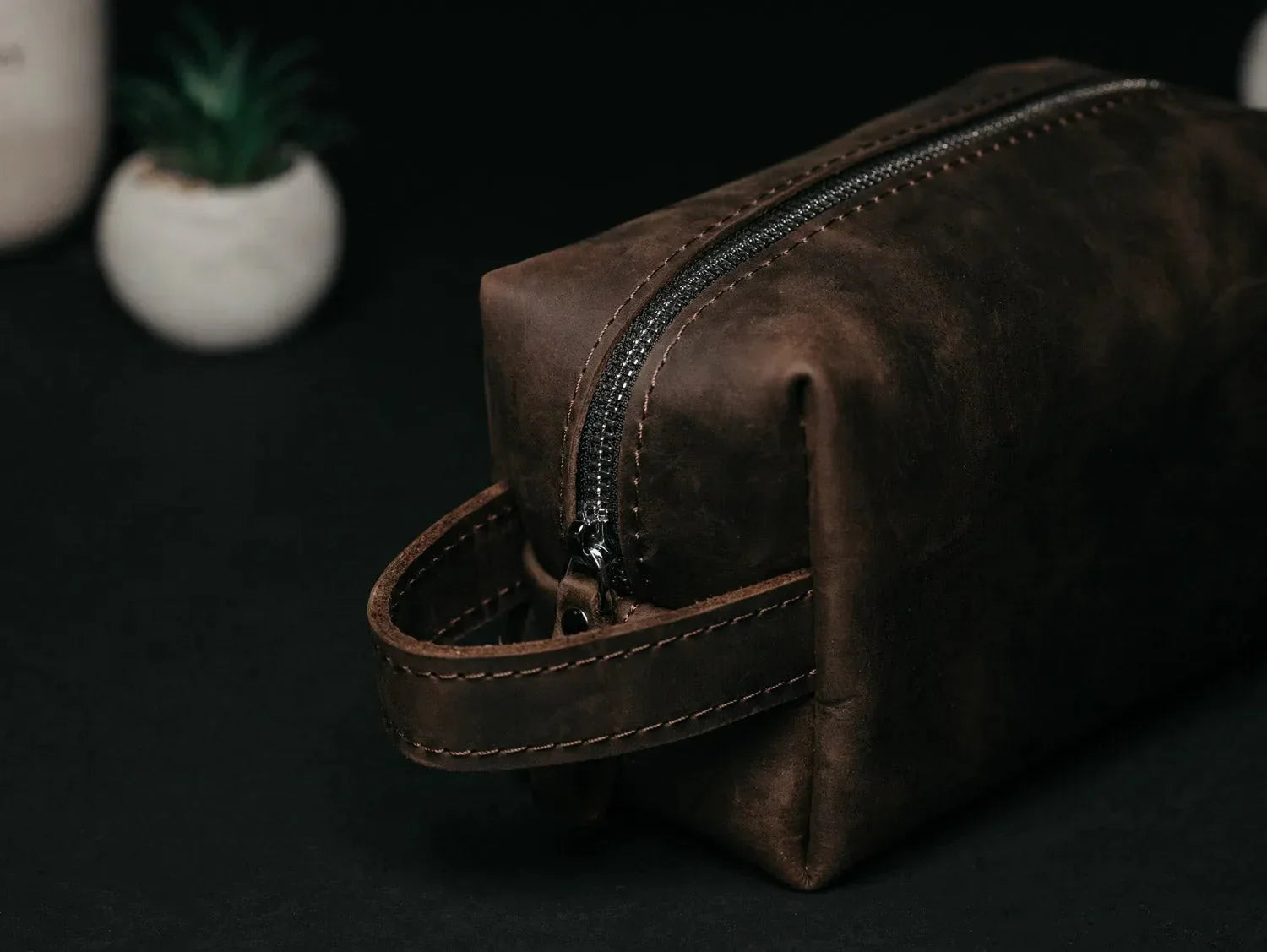 Waxed Matte Leather Dopp Kit – Travel Organizer