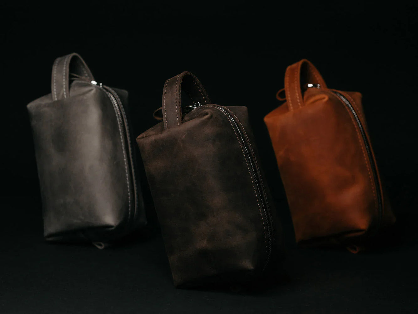 Waxed Matte Leather Dopp Kit – Travel Organizer
