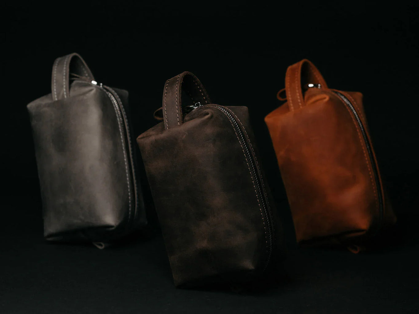 Waxed Matte Leather Dopp Kit – Travel Organizer