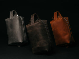 Waxed Matte Leather Dopp Kit – Travel Organizer