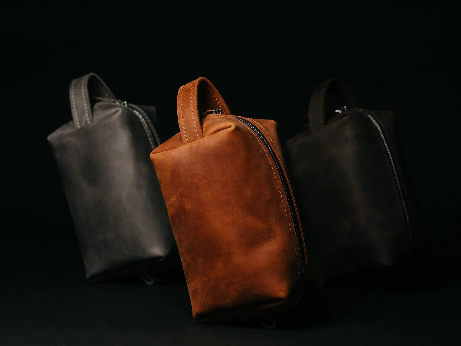 Waxed Matte Leather Dopp Kit – Travel Organizer