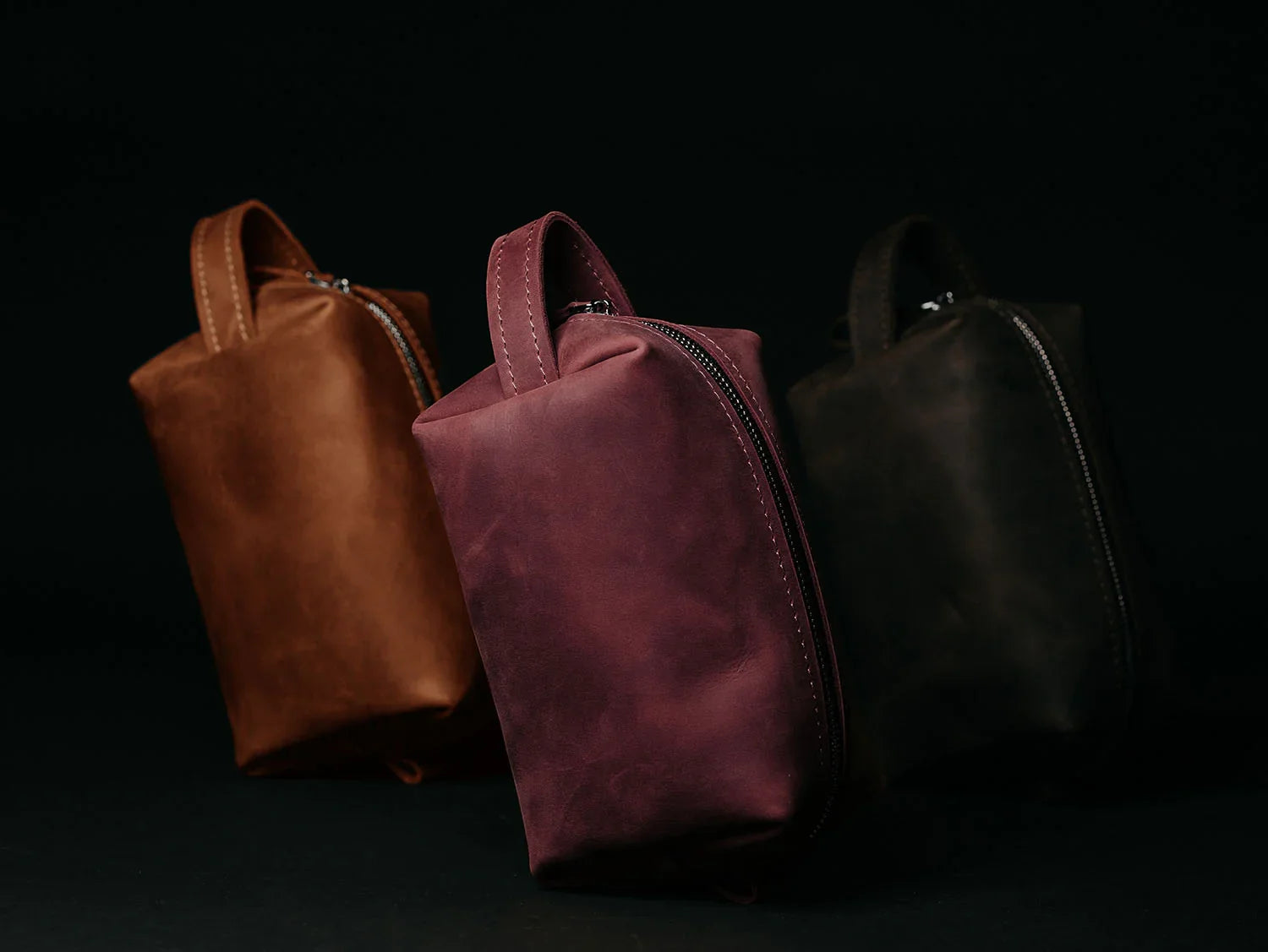 Waxed Matte Leather Dopp Kit – Travel Organizer