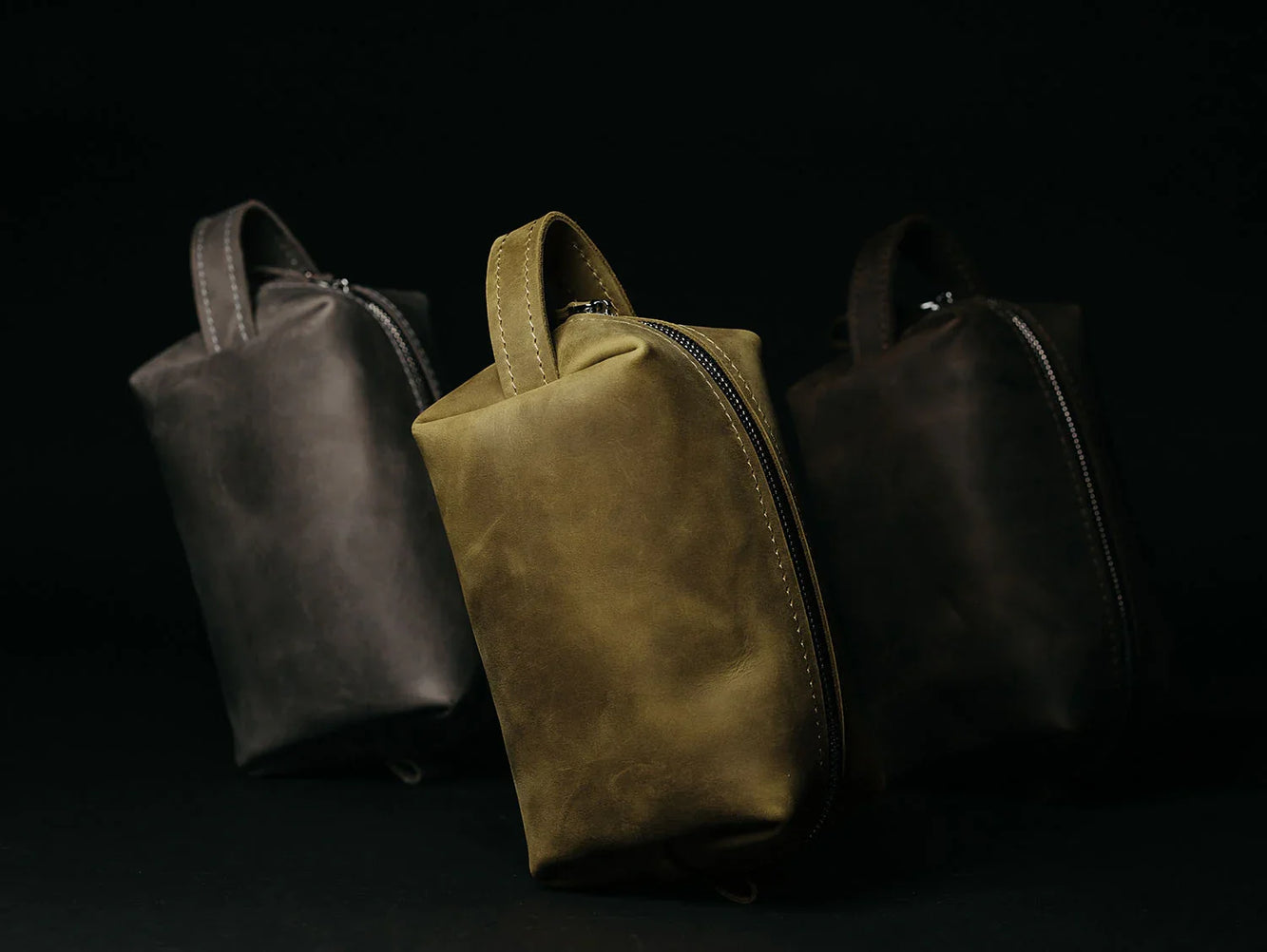 Waxed Matte Leather Dopp Kit – Travel Organizer