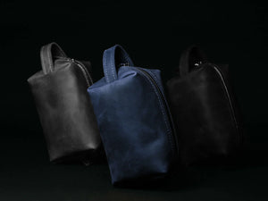 Waxed Matte Leather Dopp Kit – Travel Organizer