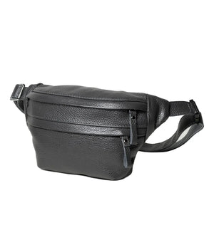 Grainy Leather Waist Bag with Zipper | B-Bag