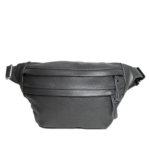 Grainy Leather Waist Bag with Zipper | B-Bag