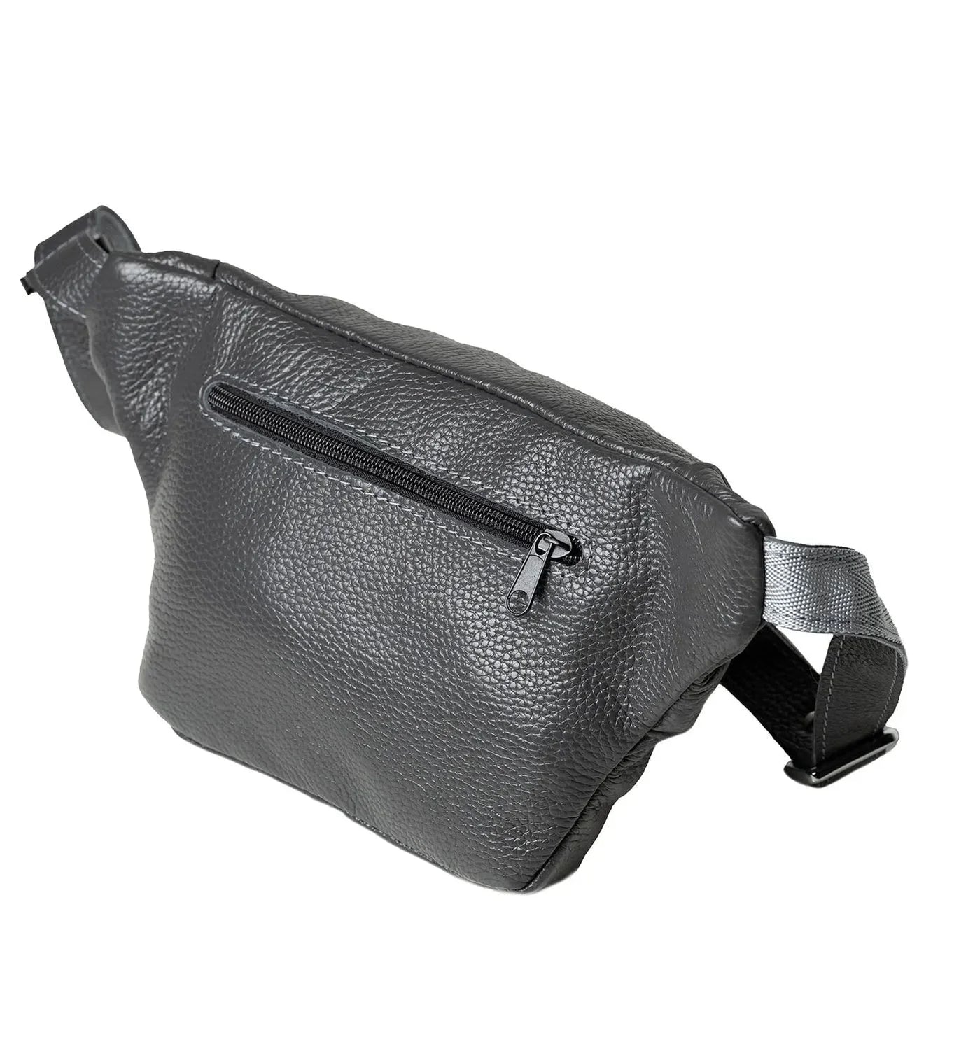 Grainy Leather Waist Bag with Zipper | B-Bag