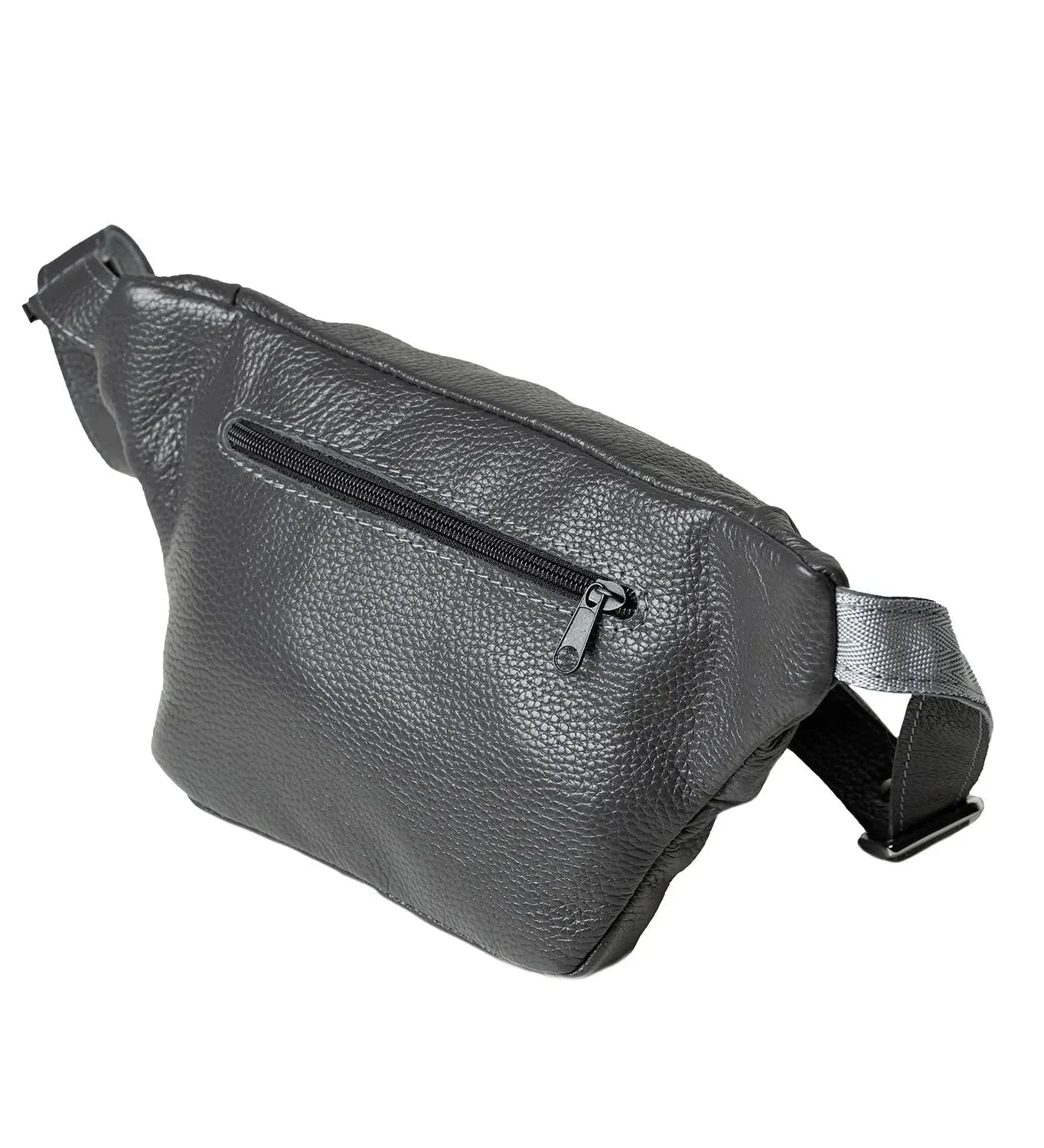 Grainy Leather Waist Bag with Zipper | B-Bag