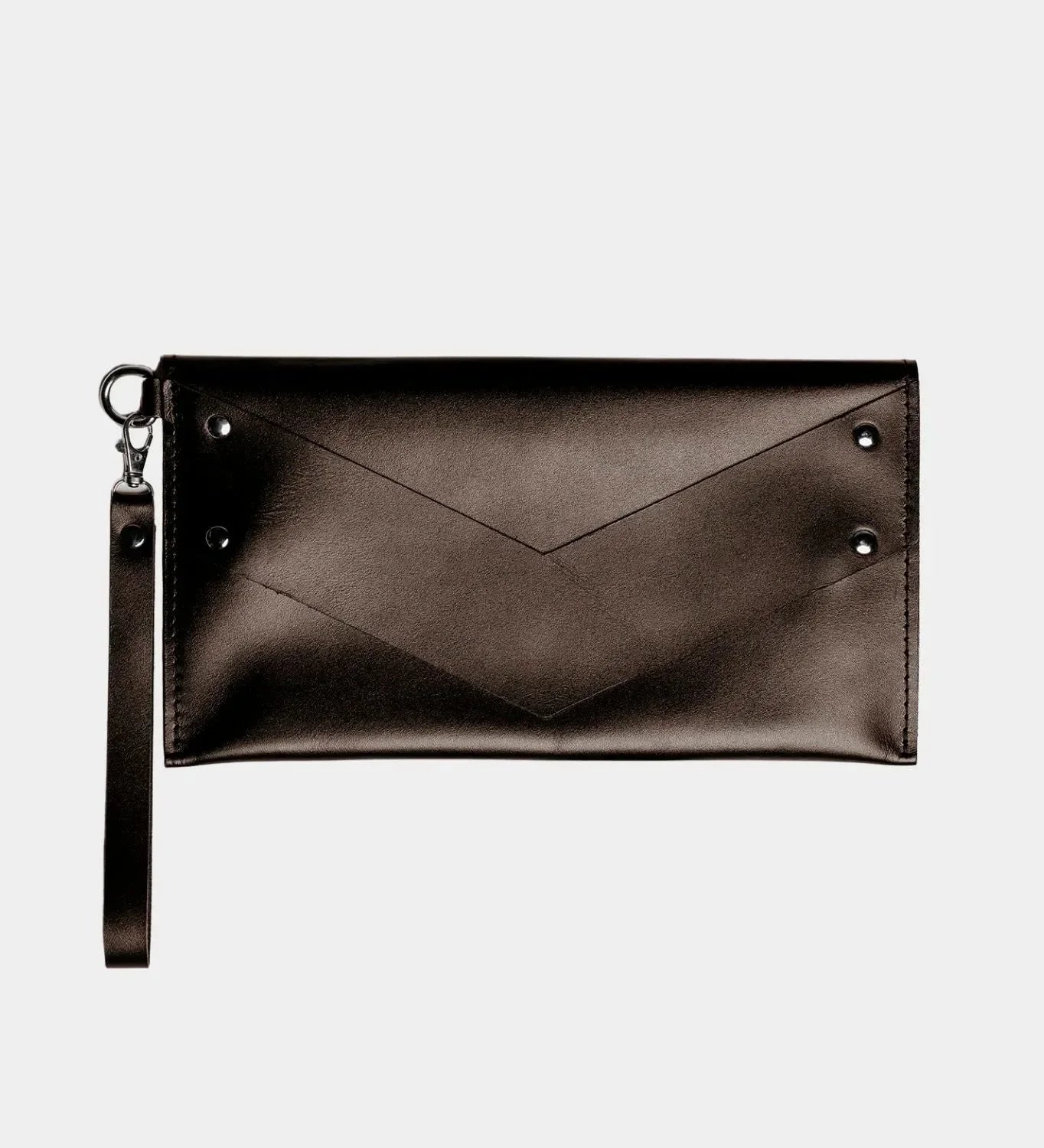 Double-Sided Leather Clutch with Handle