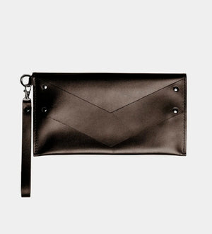 Double-Sided Leather Clutch with Handle