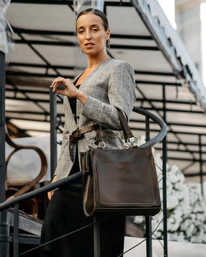 Smooth Leather Tote Bag with Handle | Confident