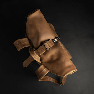 Matte Leather Roll Top Backpack
