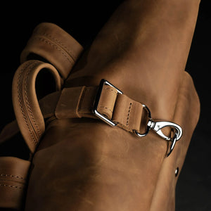 Matte Leather Roll Top Backpack