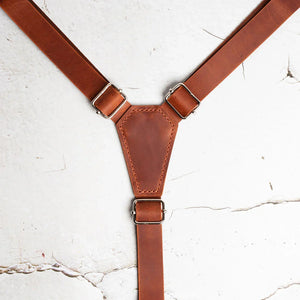 Y-Back Matte Leather Suspenders for Men – Rustic Style