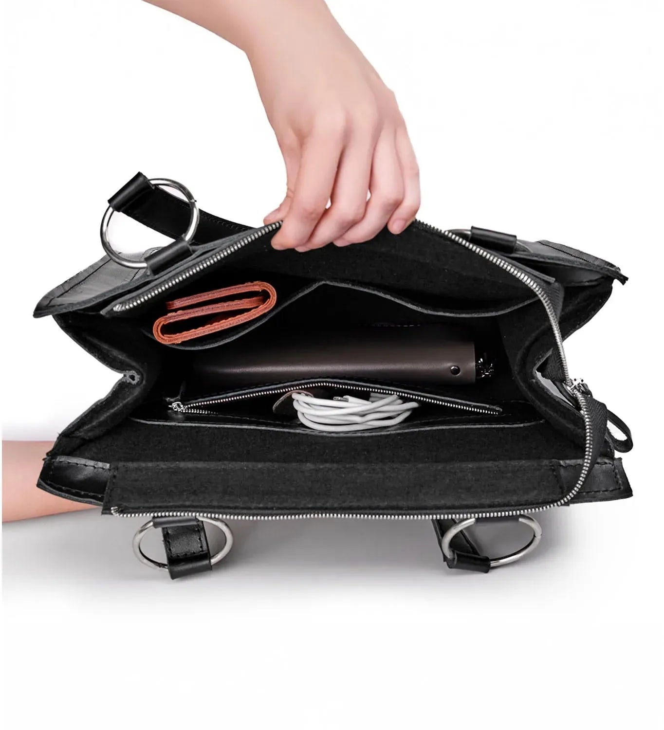 Smooth Leather Tote Bag with Handle | Confident