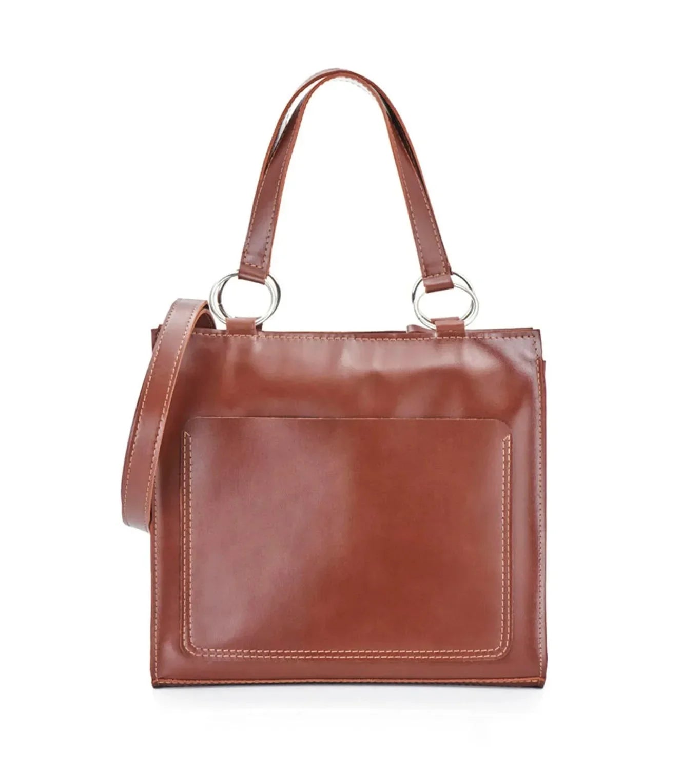 Smooth Leather Tote Bag with Handle | Confident