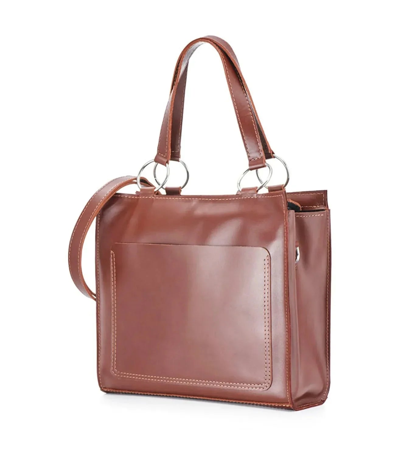 Smooth Leather Tote Bag with Handle | Confident