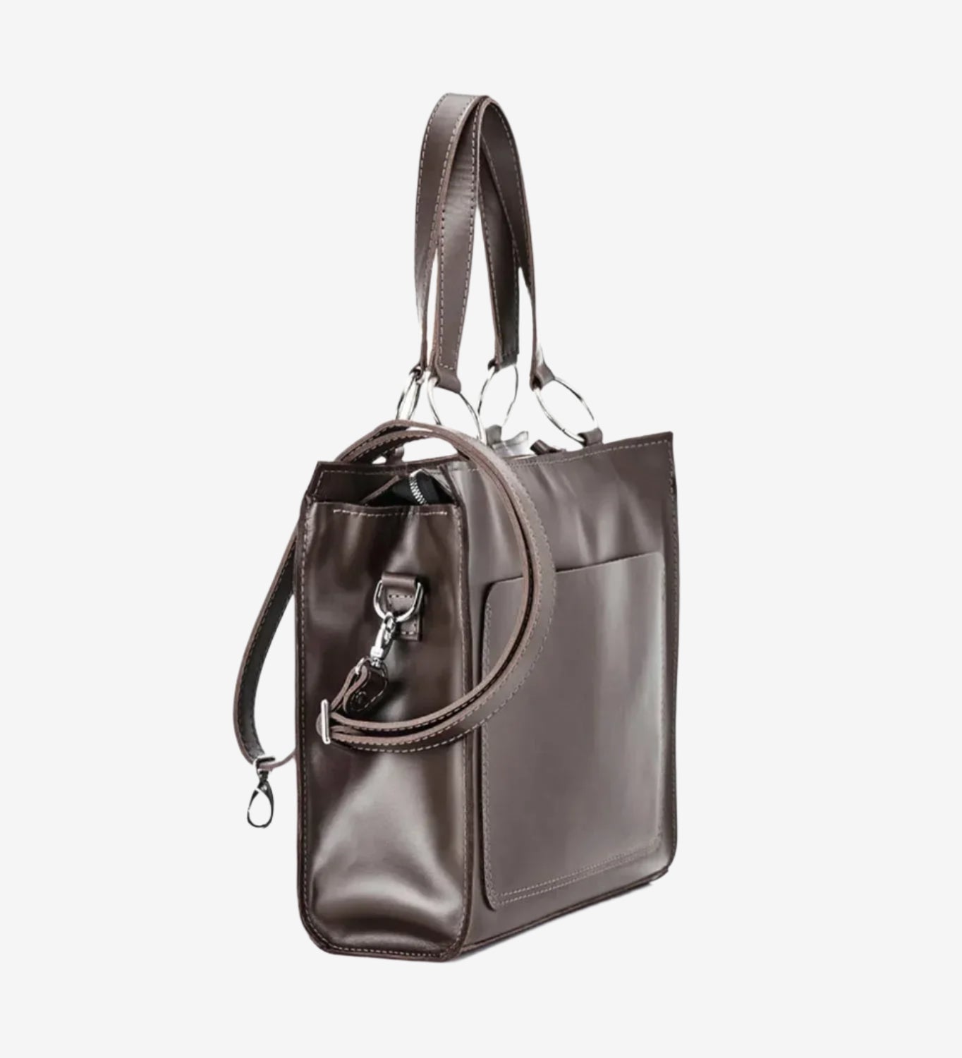 Smooth Leather Tote Bag with Handle | Confident
