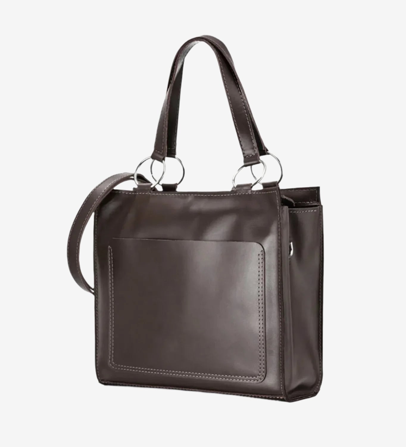 Smooth Leather Tote Bag with Handle | Confident