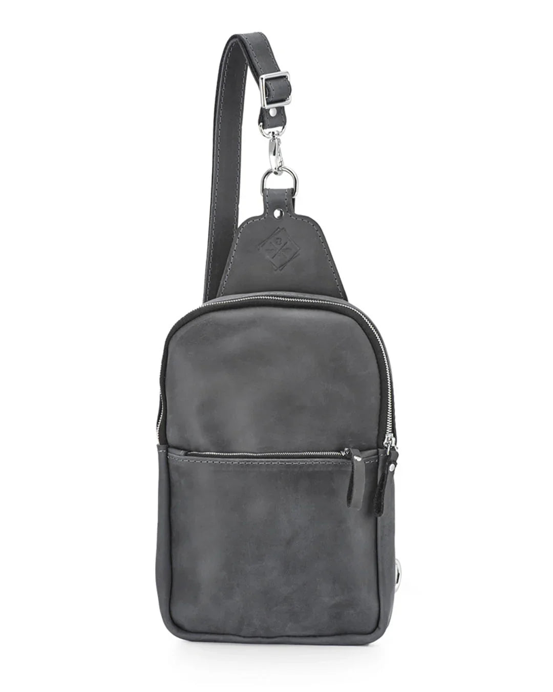 Matte Waxed Leather Sling Bag – Slim Crossbody & Semi-Backpack