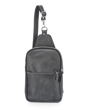 Matte Waxed Leather Sling Bag – Slim Crossbody & Semi-Backpack