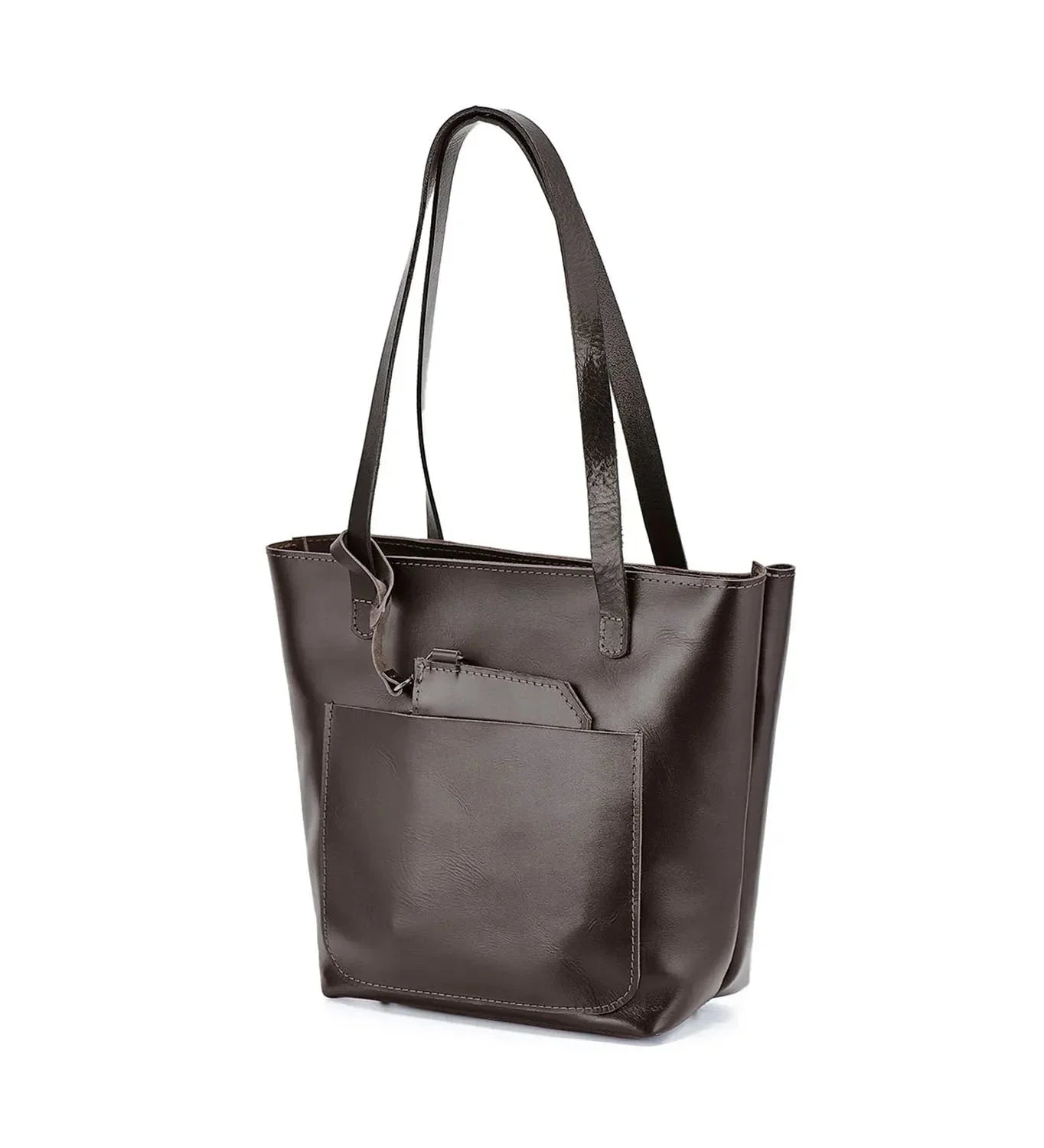 Everyday Smooth Leather Tote Bag with Pouch Inside