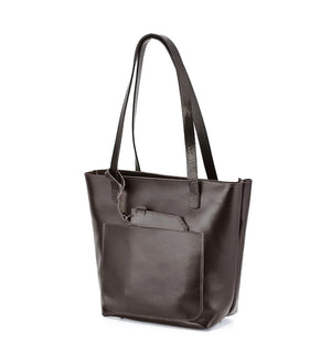 Everyday Smooth Leather Tote Bag with Pouch Inside