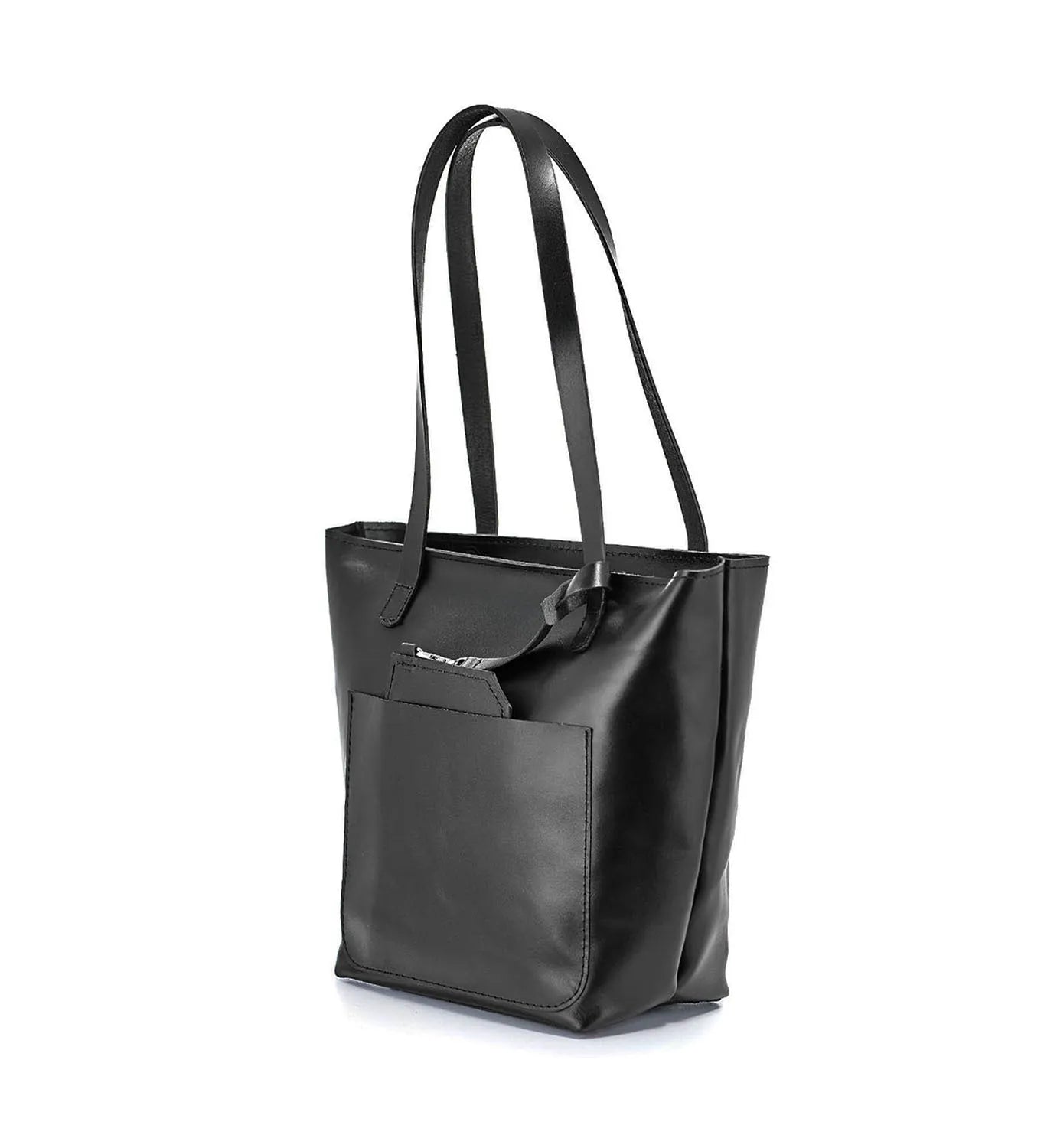 Everyday Smooth Leather Tote Bag with Pouch Inside