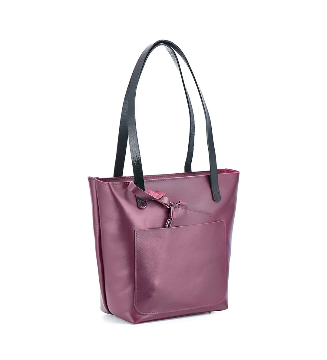 Everyday Smooth Leather Tote Bag with Pouch Inside