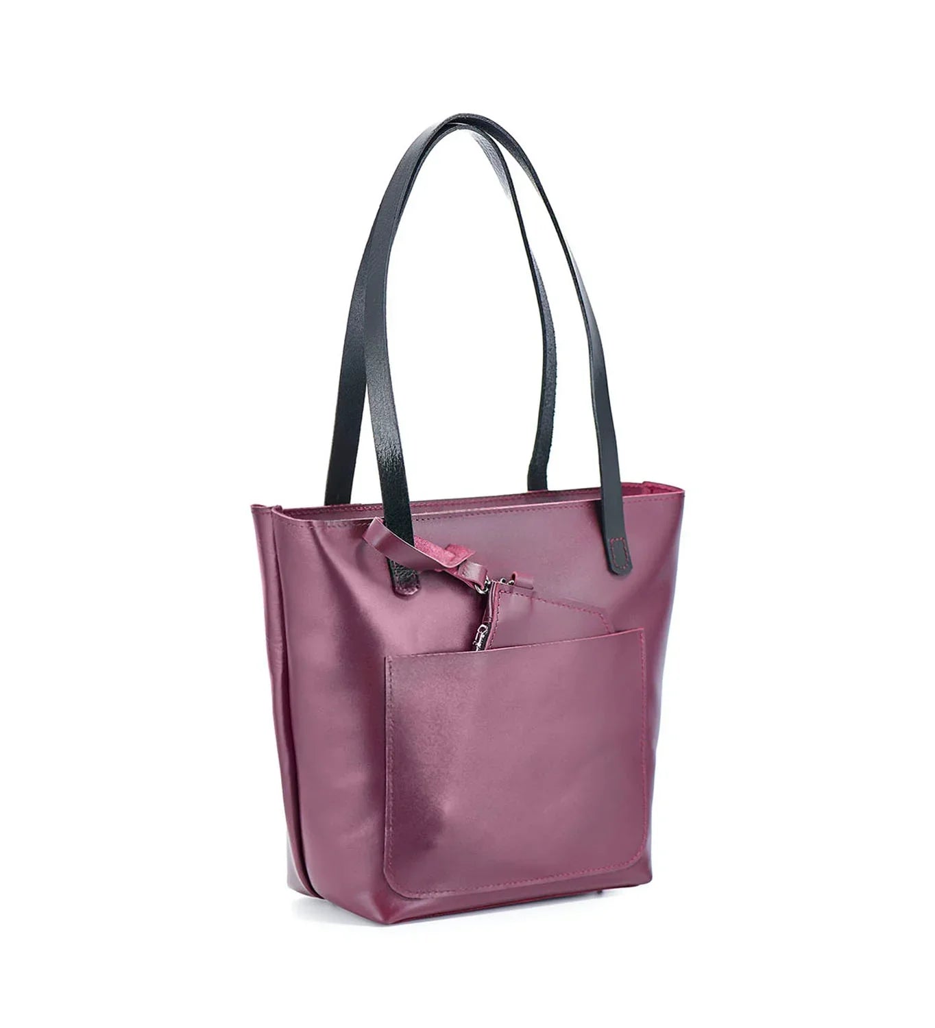 Everyday Smooth Leather Tote Bag with Pouch Inside