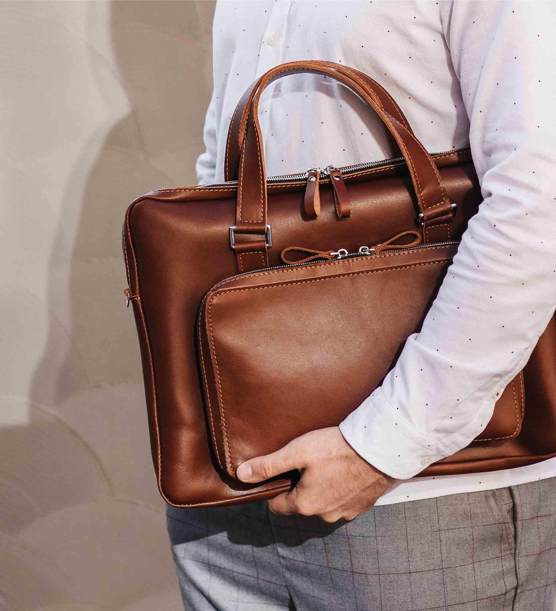 Leather Laptop Briefcase with Organizer – Smooth Finish