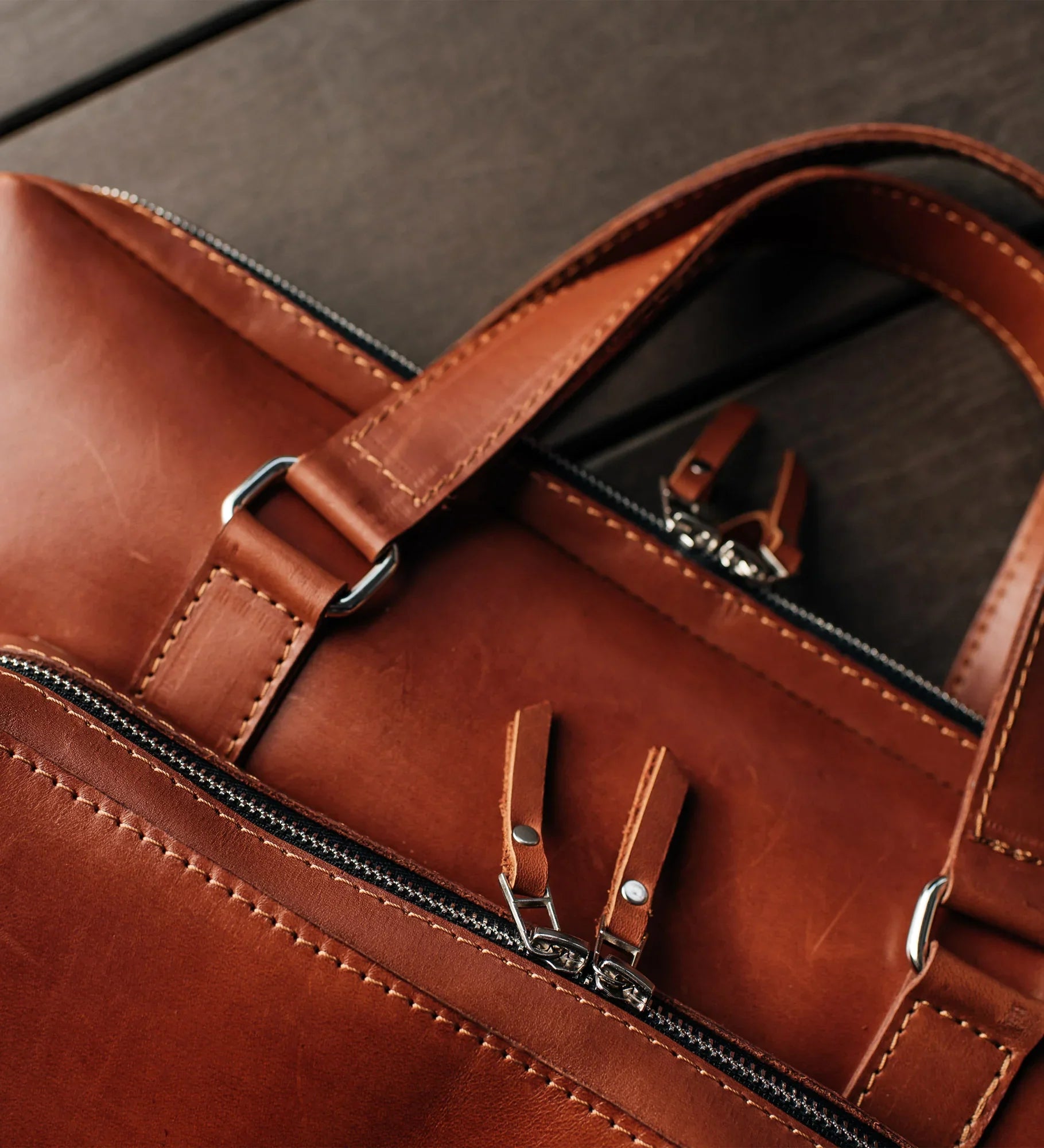 Leather Laptop Briefcase with Organizer – Smooth Finish