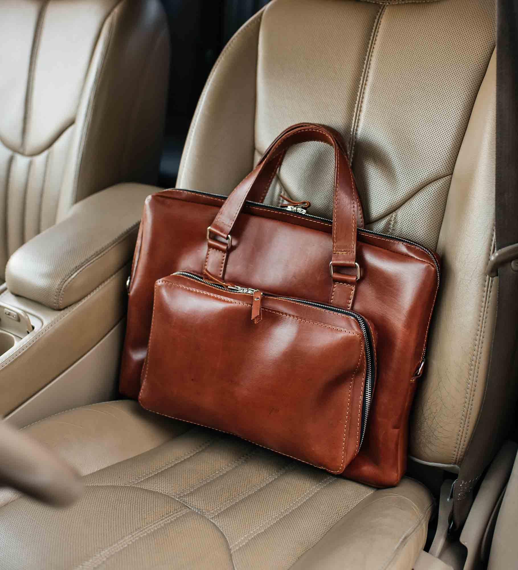 Leather Laptop Briefcase with Organizer – Smooth Finish
