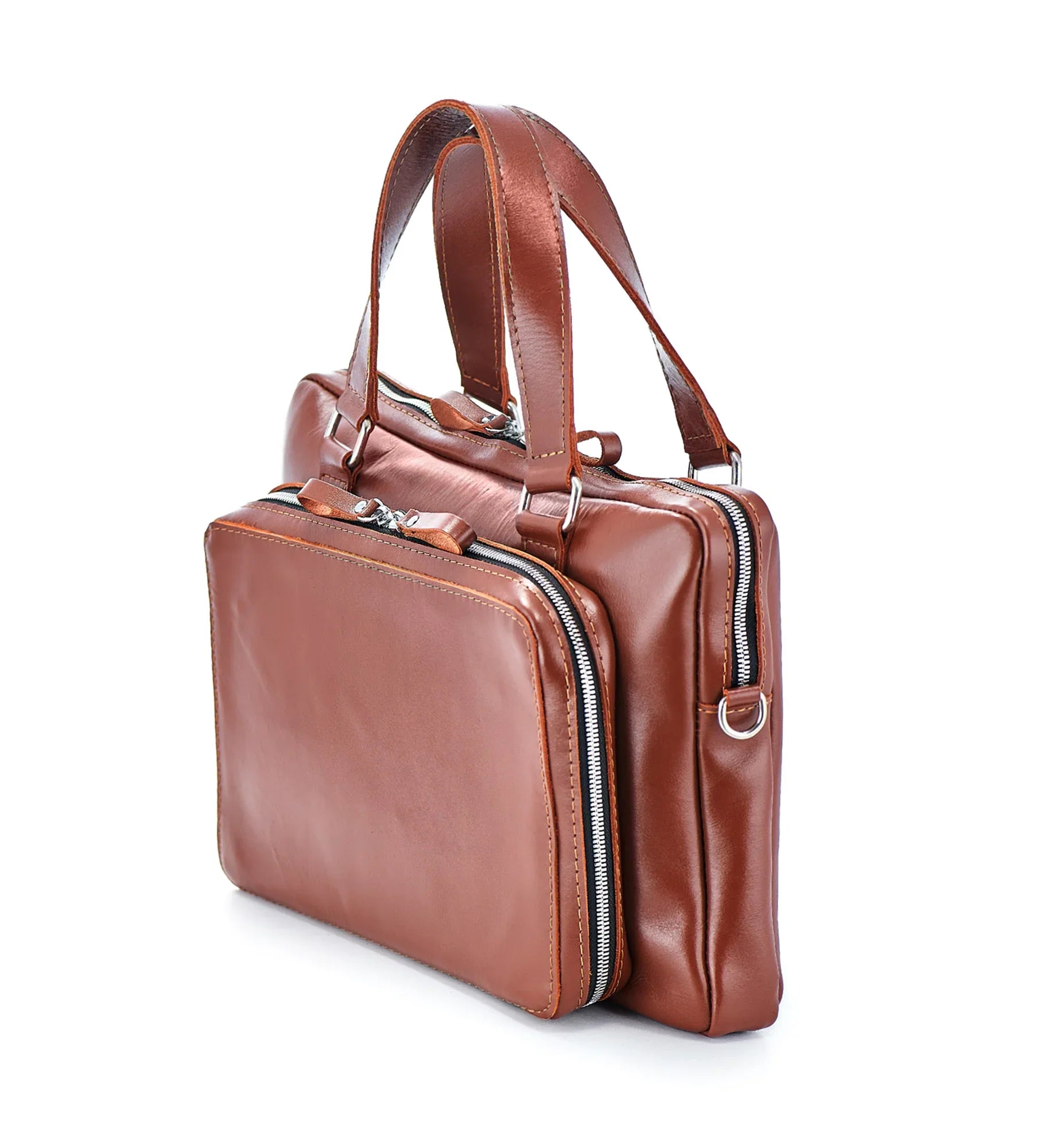 Leather Laptop Briefcase with Organizer – Smooth Finish